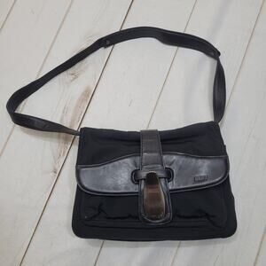 Vintage Y2k DKNY nylon leather black purse shoulder bag retro